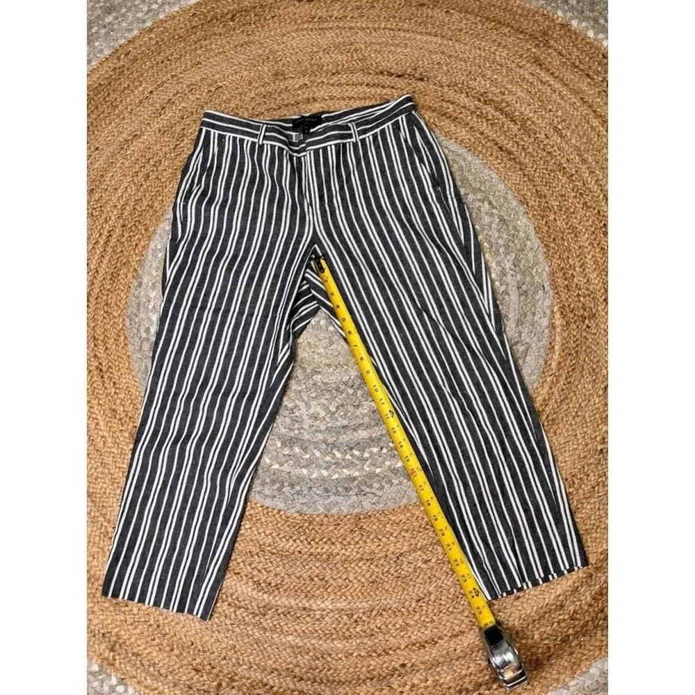 Banana Republic Avery Black White Vertical Stripe Chinos Pants Womens 10 Petite
